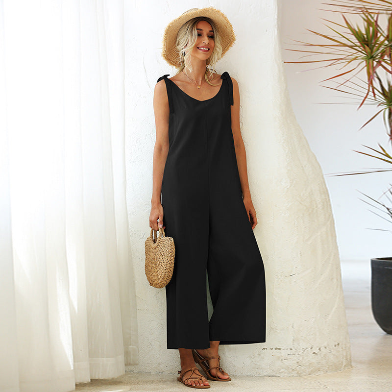 Summer Tied Wide Loose Straight Leg Women's