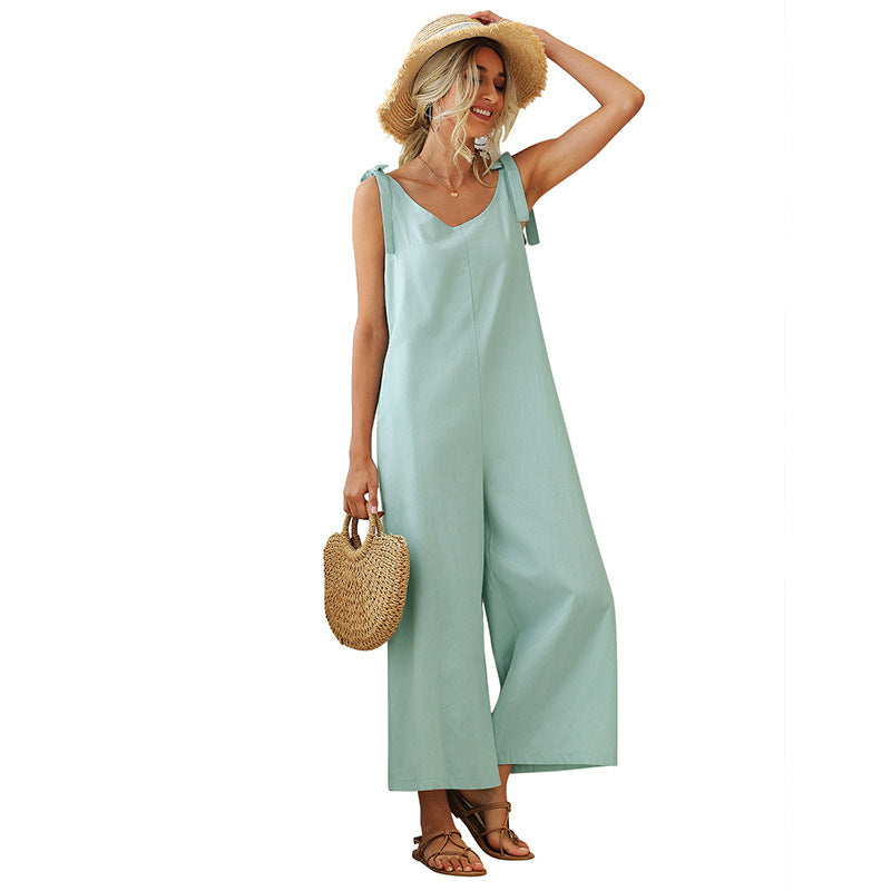 Summer Tied Wide Loose Straight Leg Women's