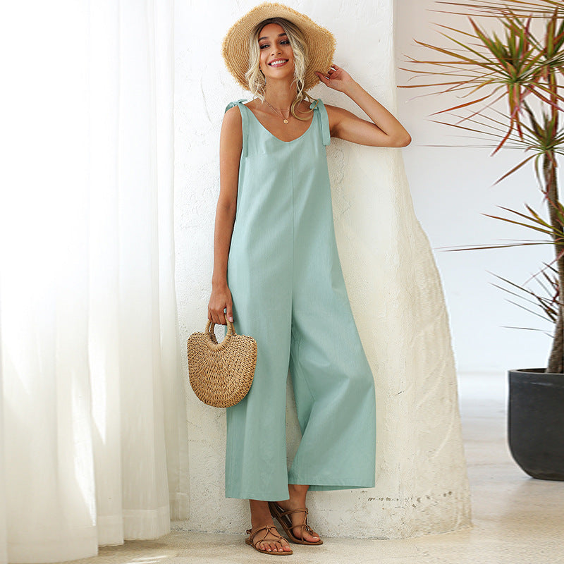 Summer Tied Wide Loose Straight Leg Women's