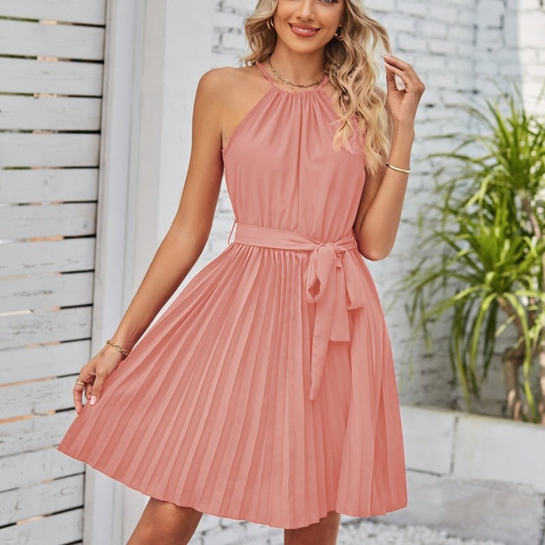 Solid  Halter Strapless Dresses For Women's