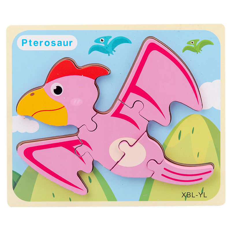 3D Puzzle Baby Wooden Cartoon Dinosaur Toys