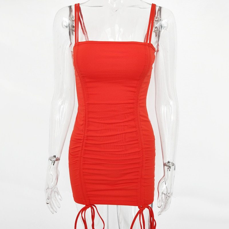 Articat Spaghetti Strap Sexy Backless Women's Dress