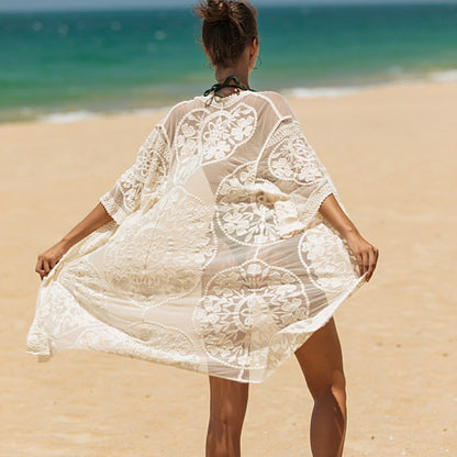 Beach Blouse And Sun Protection Sexy Floral