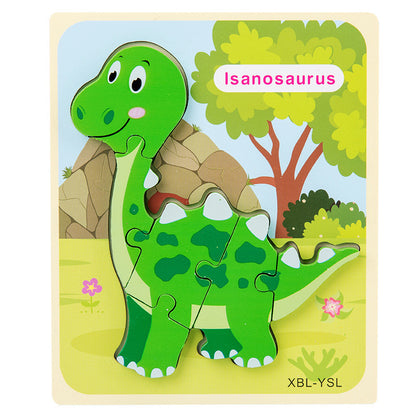 3D Puzzle Baby Wooden Cartoon Dinosaur Toys