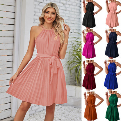 Solid  Halter Strapless Dresses For Women's