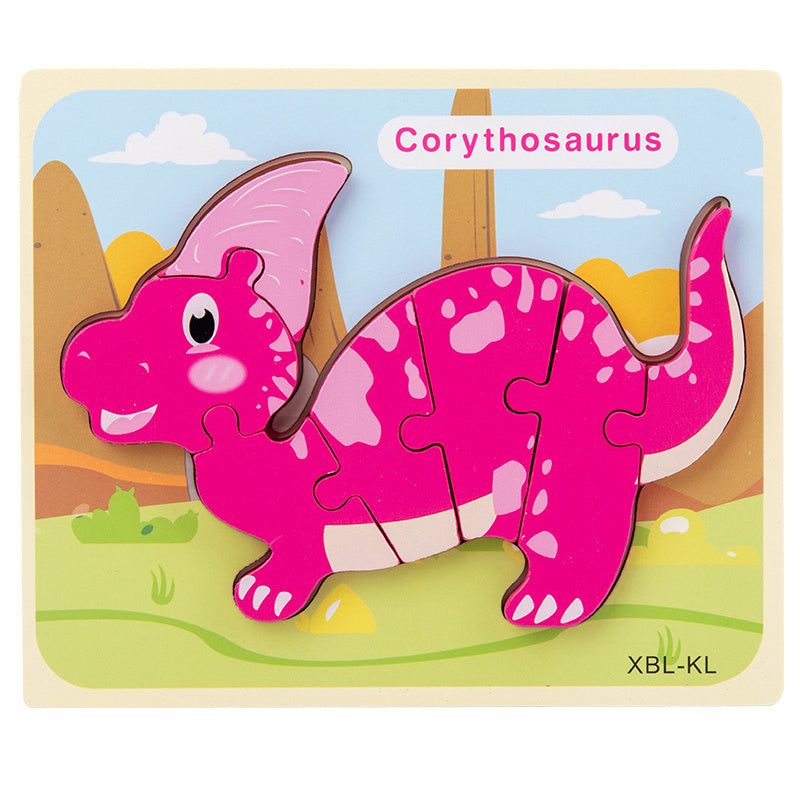 3D Puzzle Baby Wooden Cartoon Dinosaur Toys