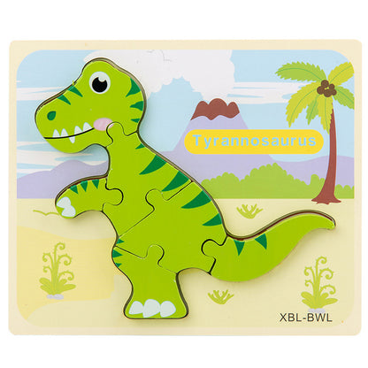 3D Puzzle Baby Wooden Cartoon Dinosaur Toys