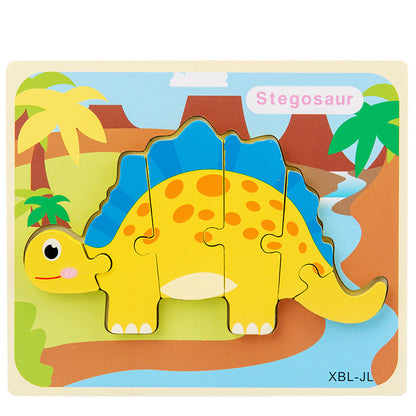 3D Puzzle Baby Wooden Cartoon Dinosaur Toys