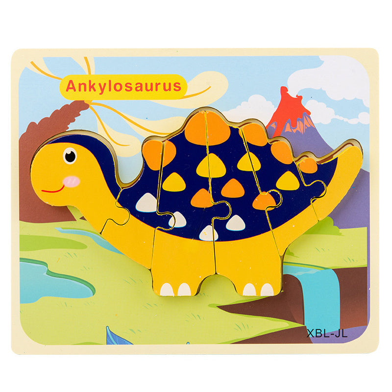 3D Puzzle Baby Wooden Cartoon Dinosaur Toys