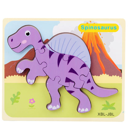 3D Puzzle Baby Wooden Cartoon Dinosaur Toys