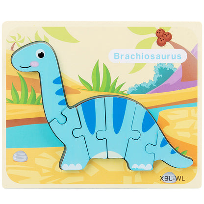 3D Puzzle Baby Wooden Cartoon Dinosaur Toys