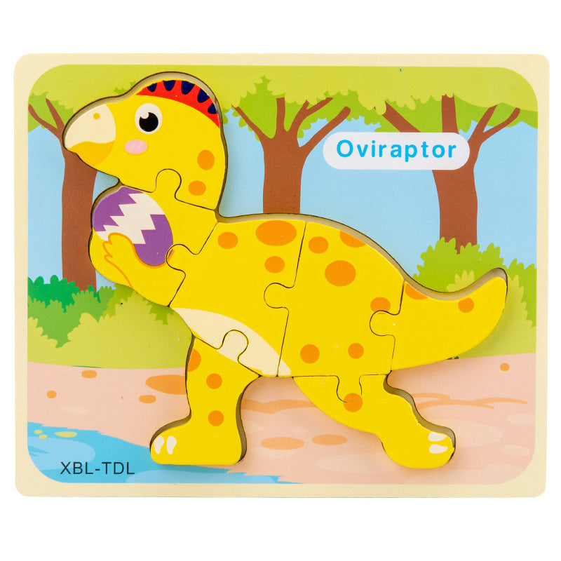 3D Puzzle Baby Wooden Cartoon Dinosaur Toys