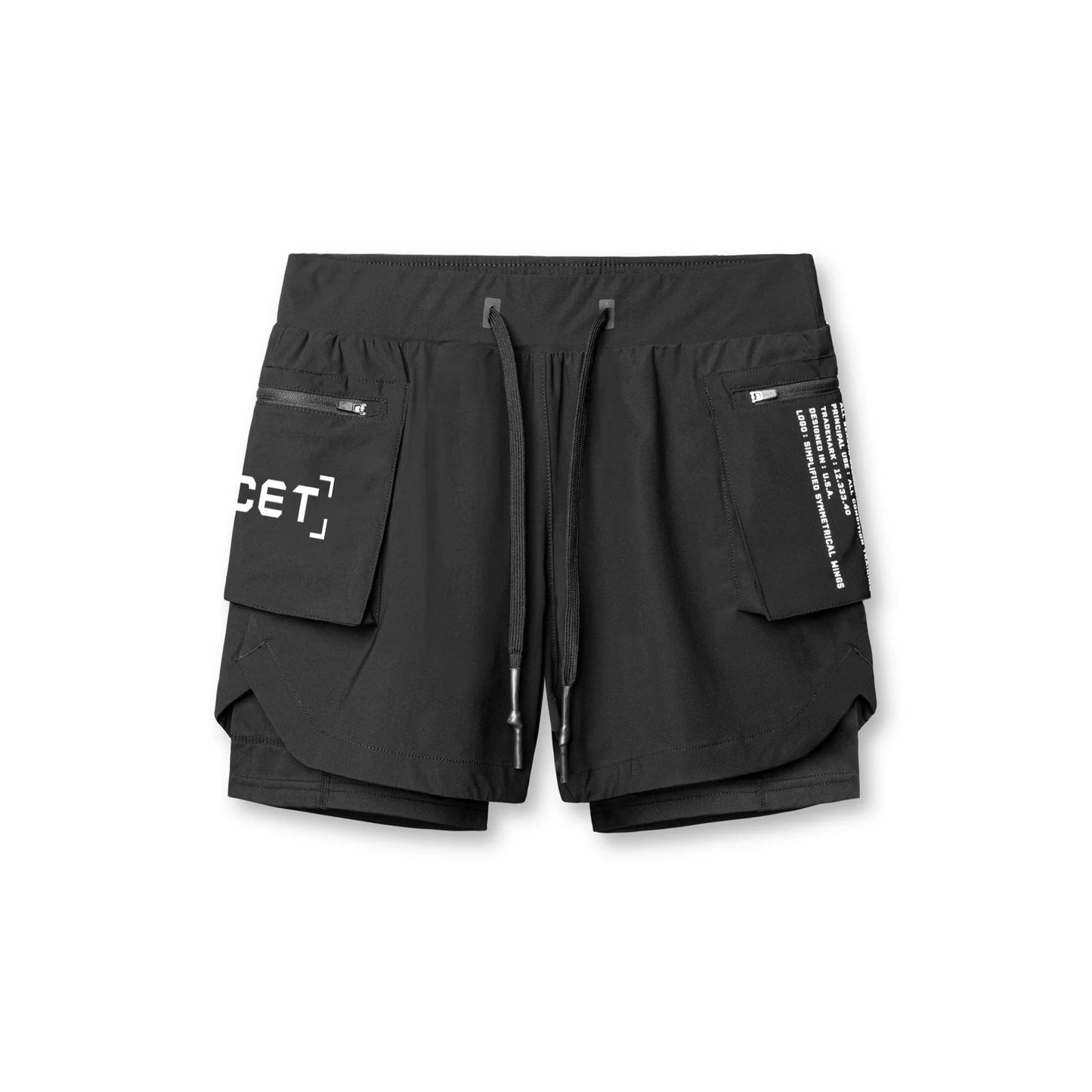 Men New Style  Running Casual Double-Deck Sport Shorts Fitness Room Fitness Train  Quick-Drying Male Zippered Pocket Pants