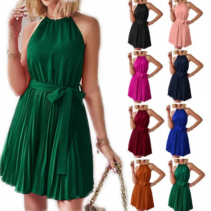 Solid  Halter Strapless Dresses For Women's