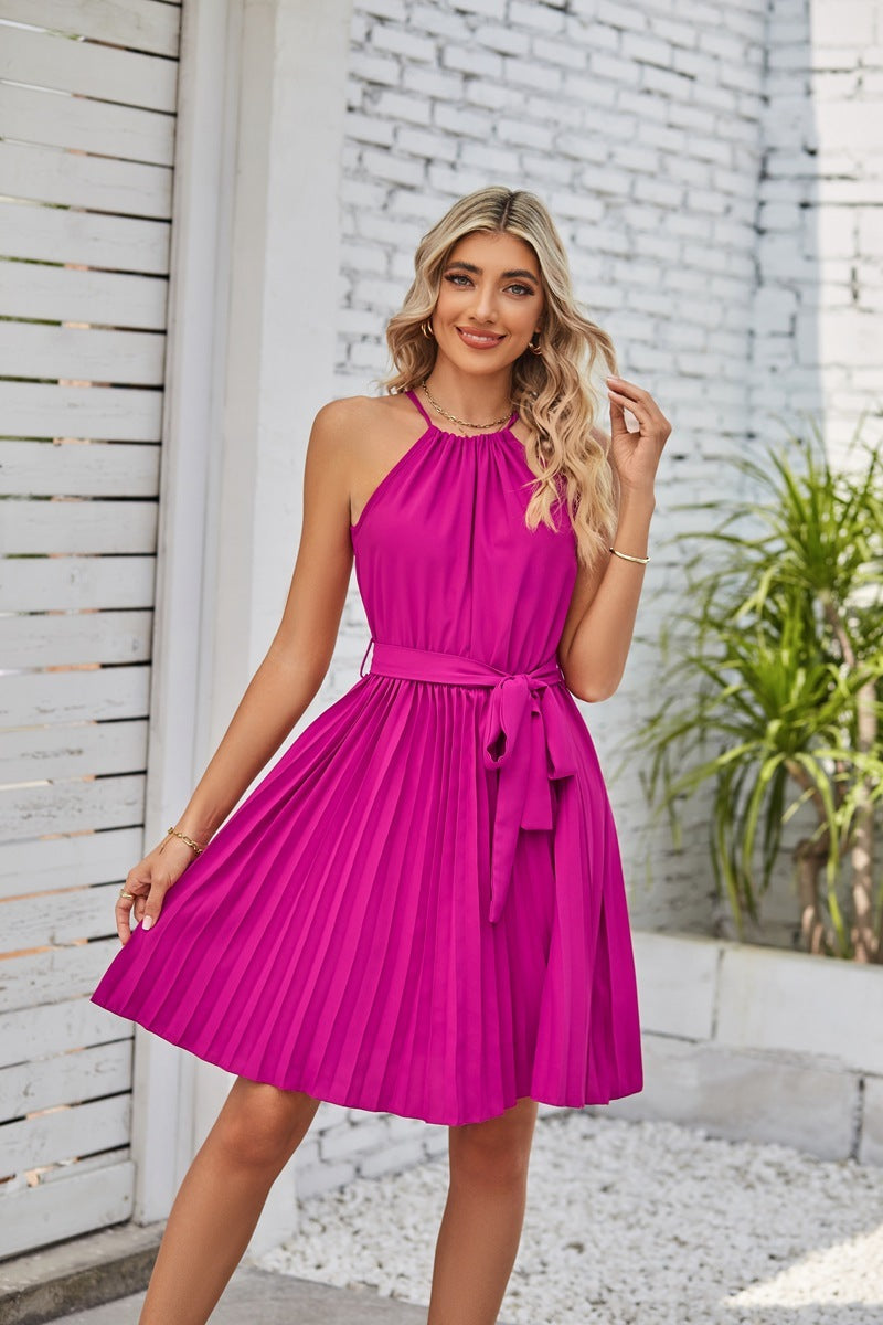 Solid  Halter Strapless Dresses For Women's